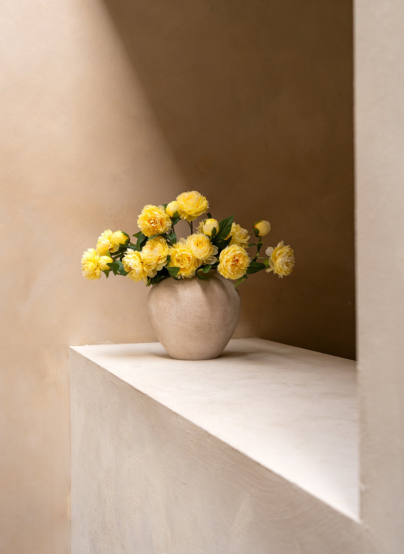 Peonie in seta - Giallo