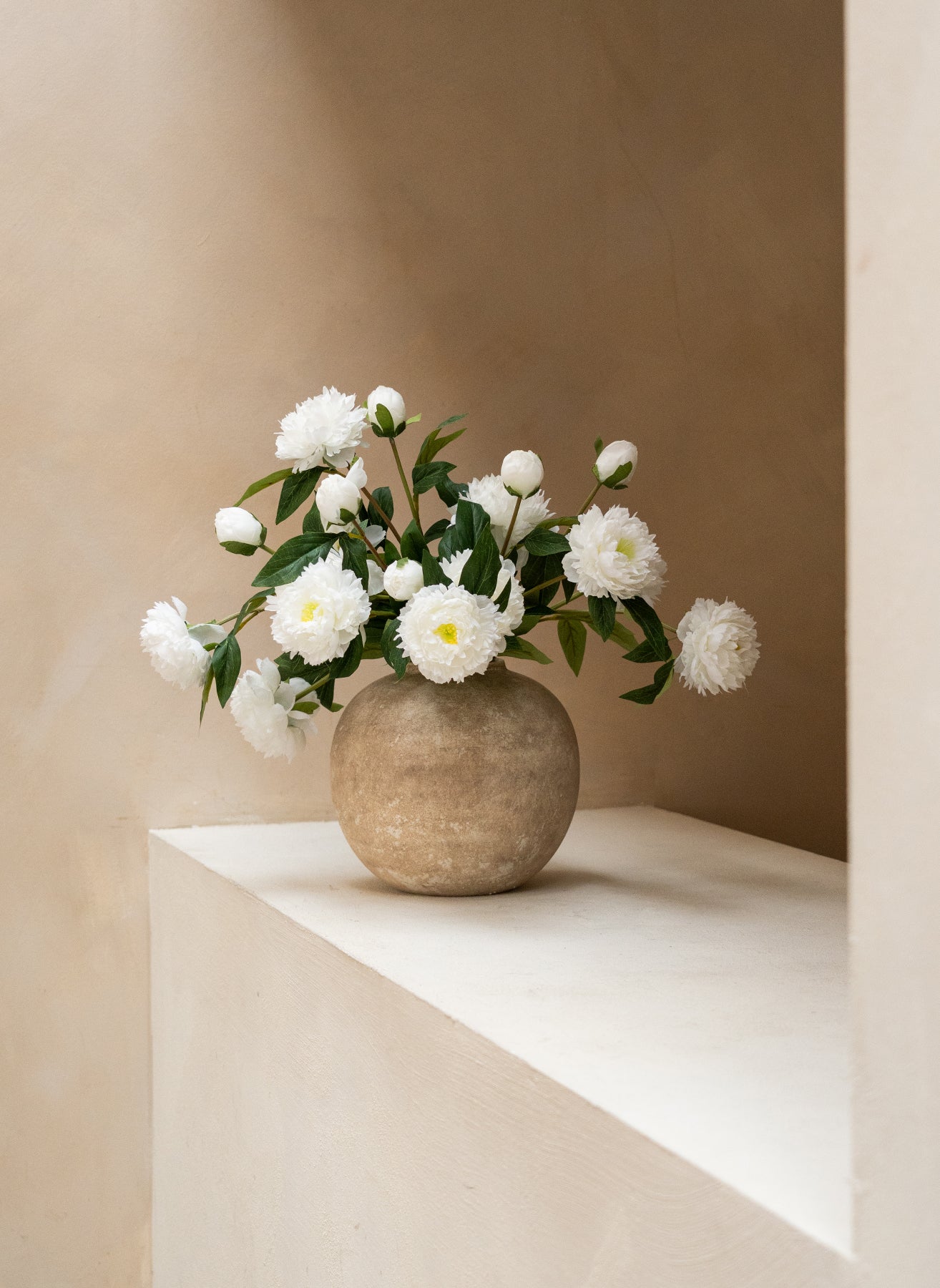 Peonie in seta - Bianco