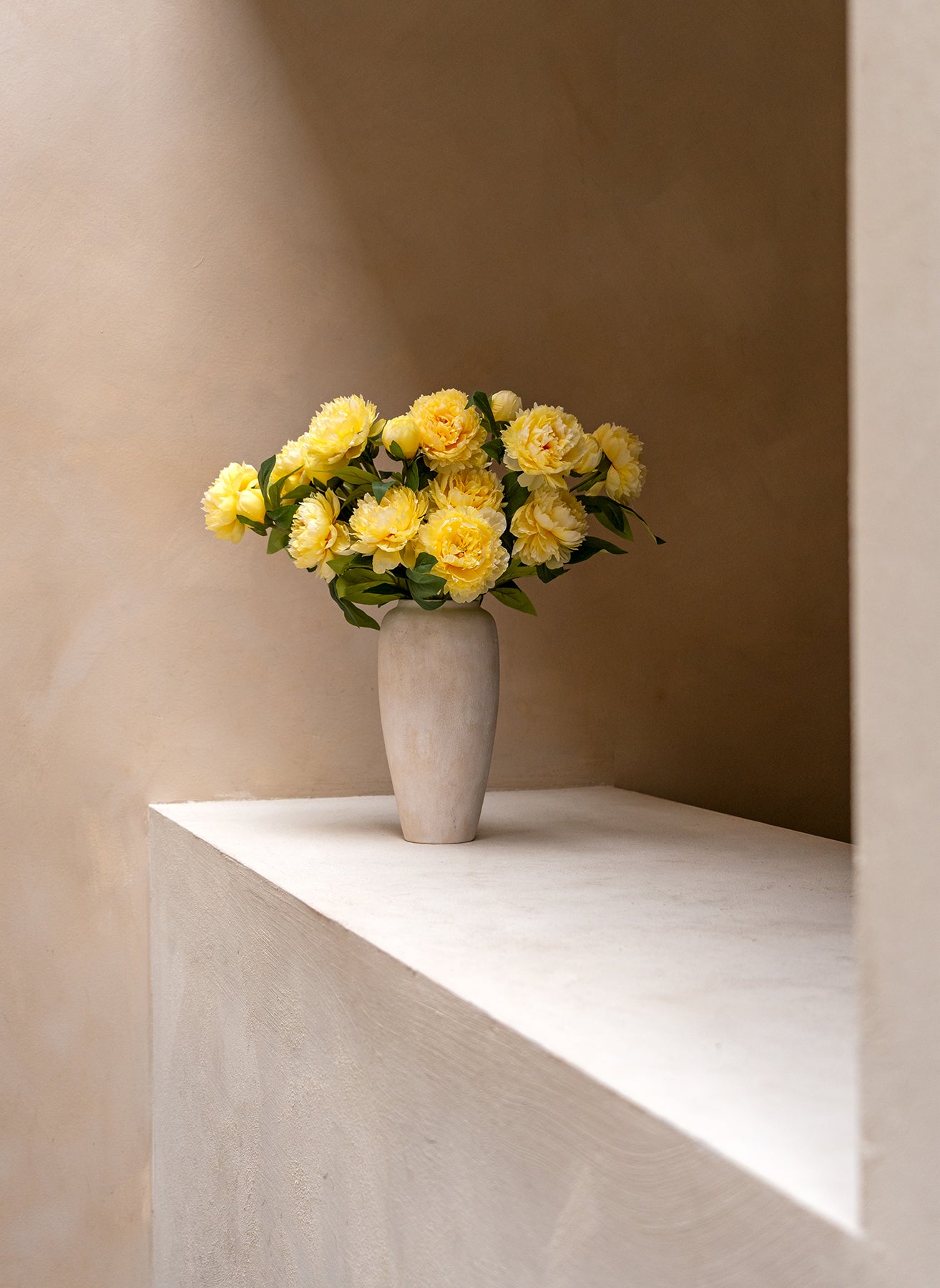 Peonie in seta - Giallo