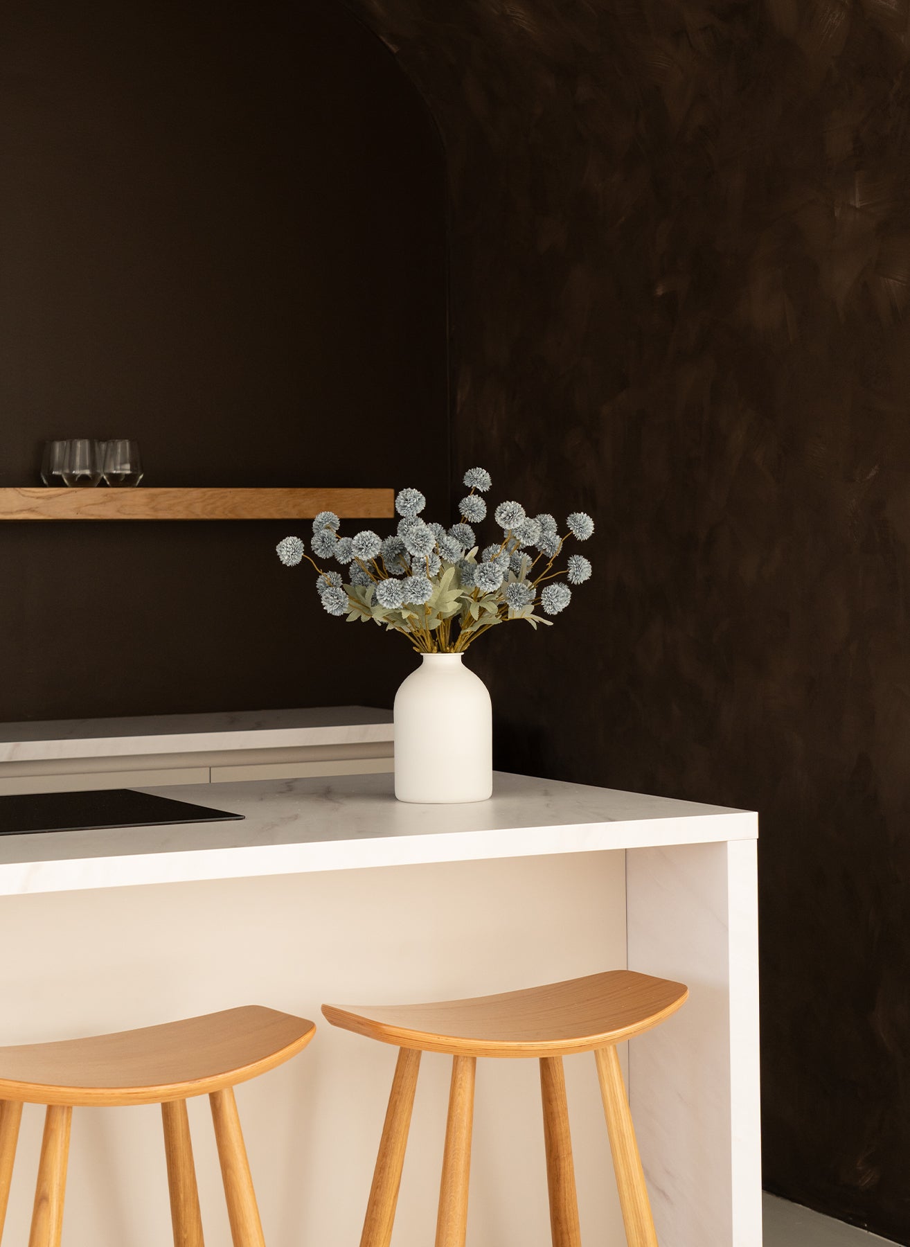 Fiori di Kiku in Seta - Grigio Blu