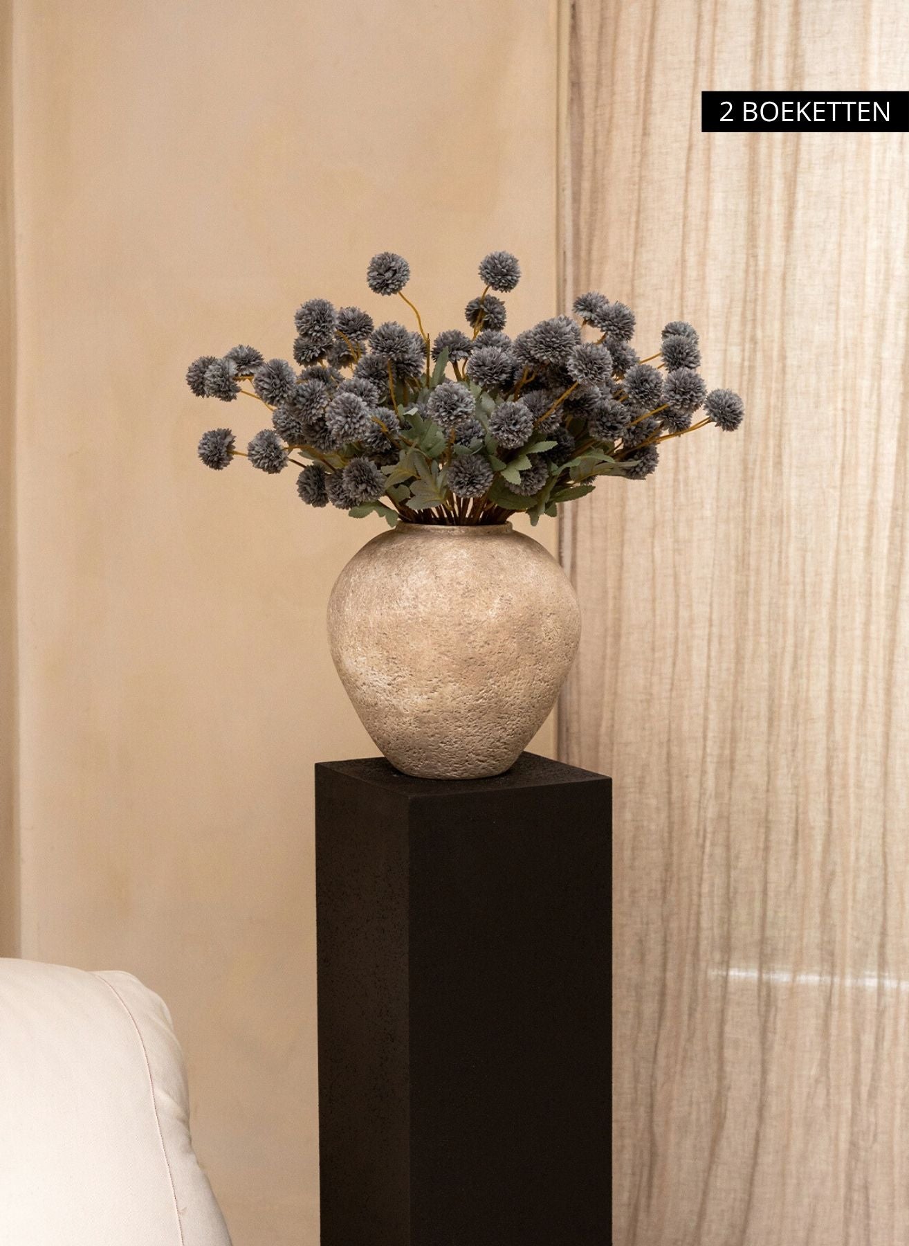 Fiori di Kiku in Seta - Grigio Blu