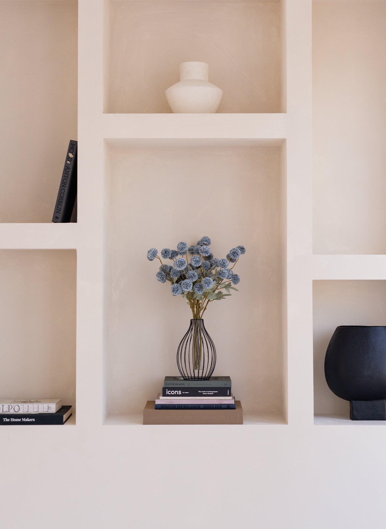 Fiori di Kiku in Seta - Grigio Blu