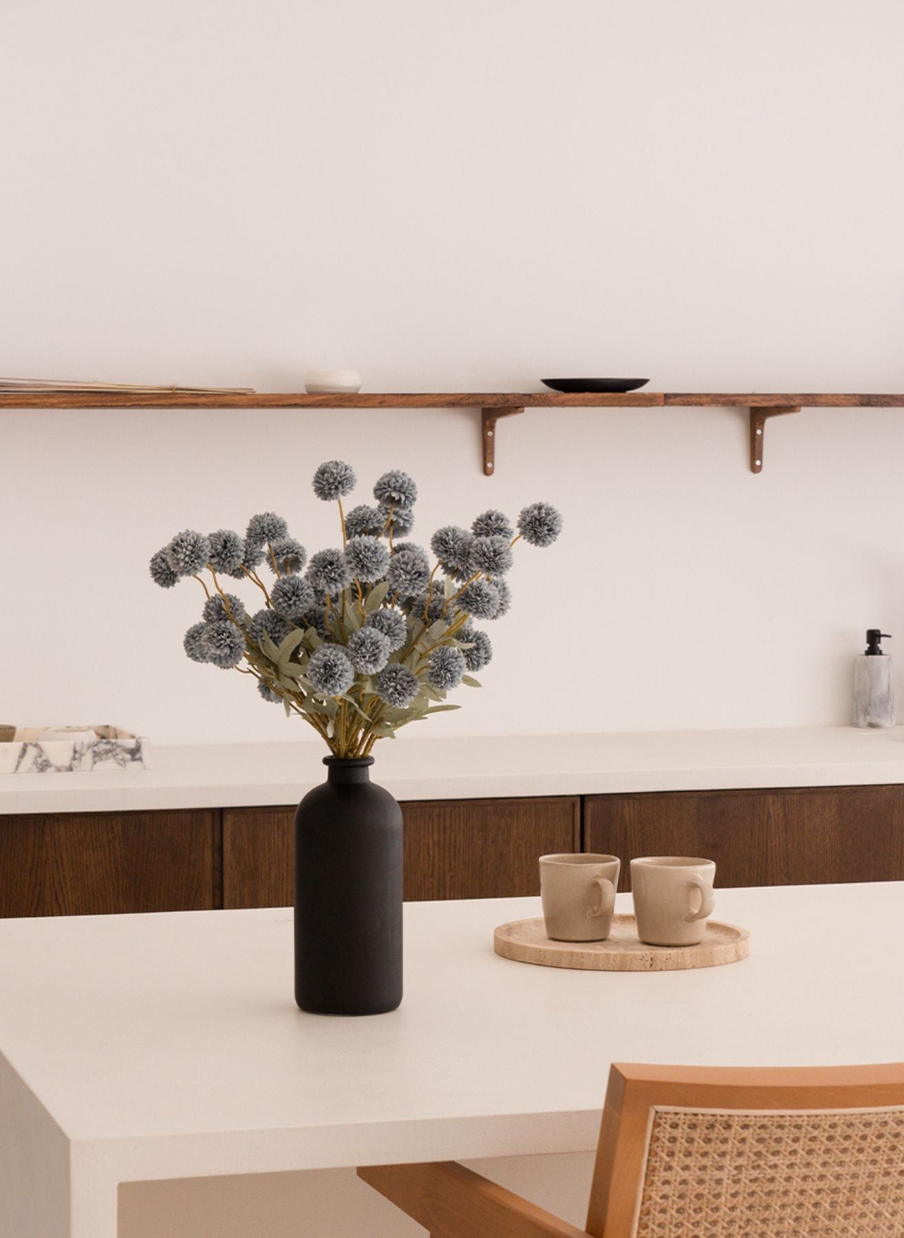Fiori di Kiku in Seta - Grigio Blu